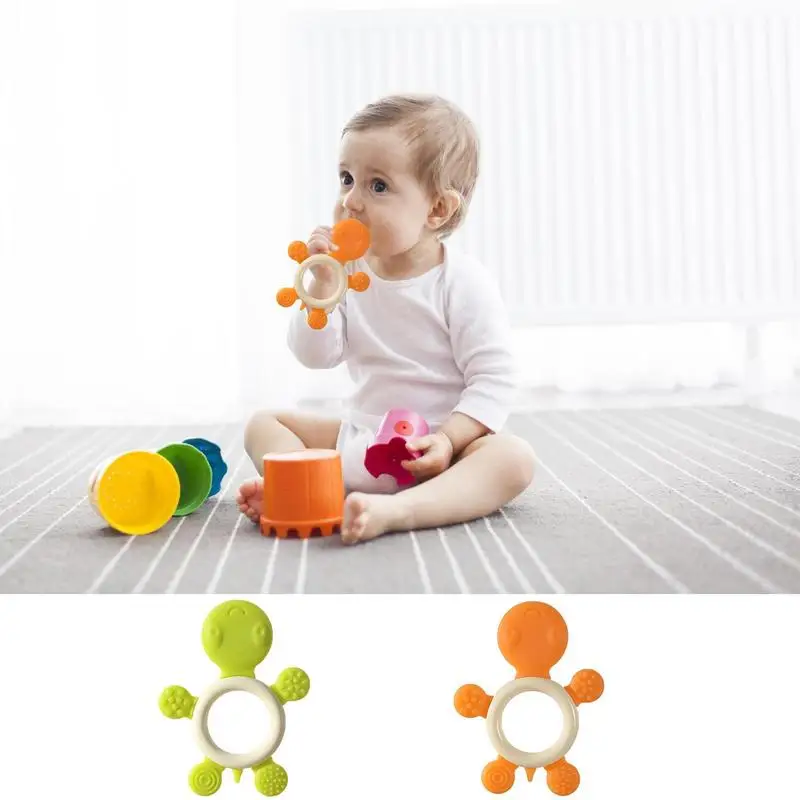 Bebek Silikon Eğitim Diş Fırçası Kaplumbağa Şekli Güvenli Yürümeye Başlayan Diş Kaşıyıcı Çiğneme Oyuncakları Diş Çıkarma Halkası Hediye Bebek Bebek Çiğneme