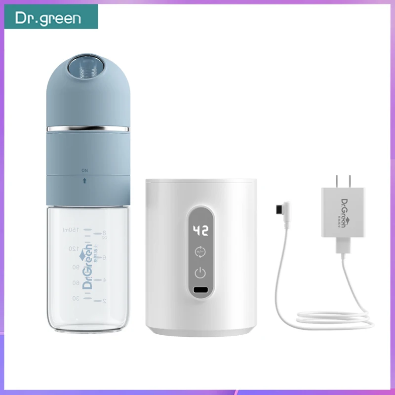 Dr.Green  4S Thermostatic Newborn Baby Bottle Wide Mouth Glass 150mL/240mL Sealed isolation Fast milk filling RemovableWashable