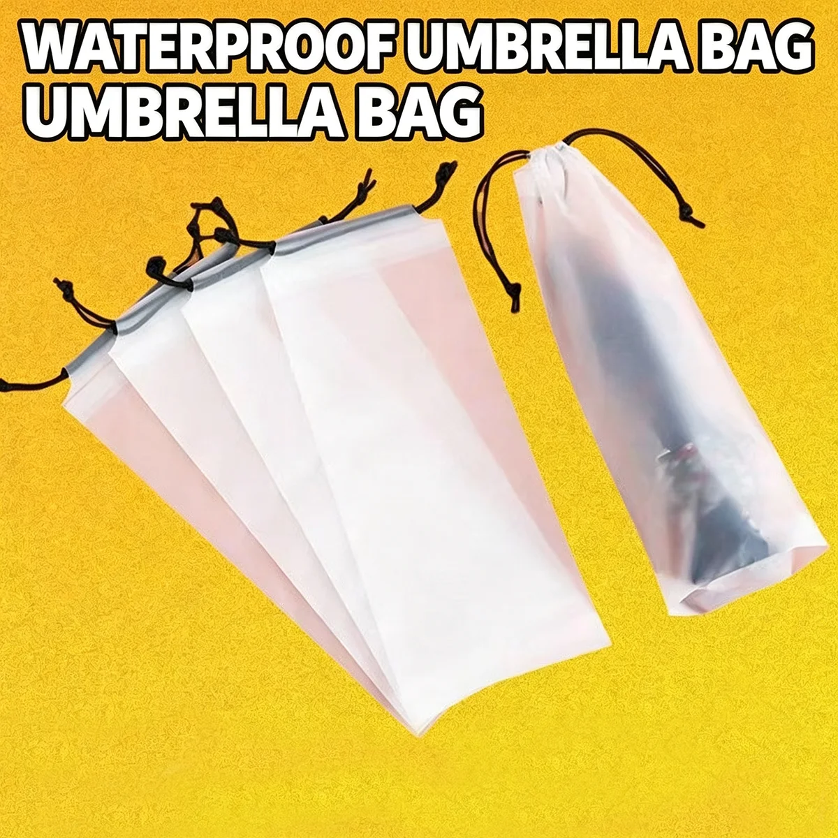 Long semi transparent drawstring umbrella bag EVA frosted waterproof bundle pocket Umbrella portable dustproof storage bag