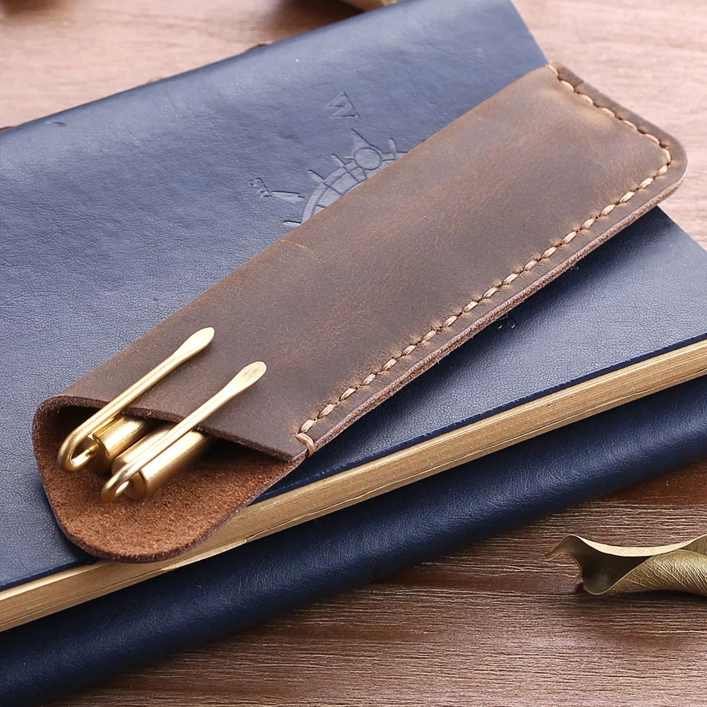 

Case Brown Handmade Vintage Design Pouch For Gift Pen Holder Storage Organizer Retro Pen Sleeve