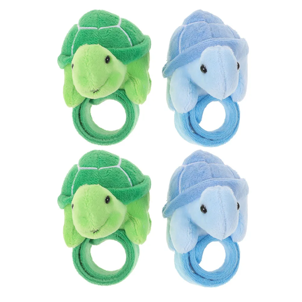 4Pcs Turtle Slap Wristband Soft Stuffed Animal Snap Bracelet Comfortable Cute Party Favor Wristbands Snap Bracelet