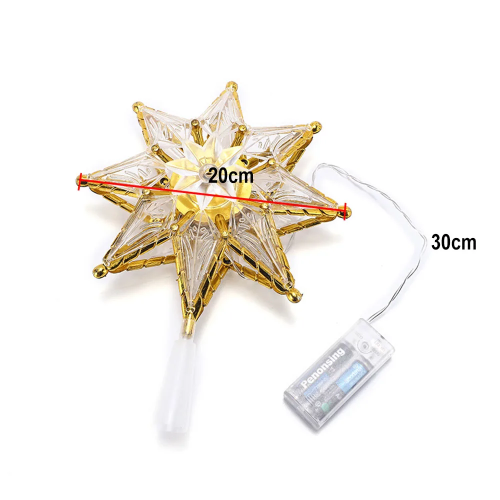 5-1Pcs Large 20cm Christmas Tree Star Lamp LED Fairy Pentagonal Lights for Wedding Xmas New Year Home Party Room Patio Decor