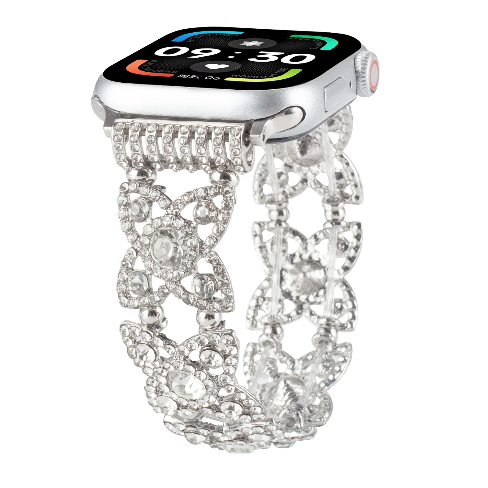 Apple Watch 밴드 시리즈 10/9/8/7/6/5/4/3/2/1 SE 40mm 41mm 42mm 44mm 45mm 46mm 49mm 스트랩 용 새로운 블링 탄성 팔찌 링크