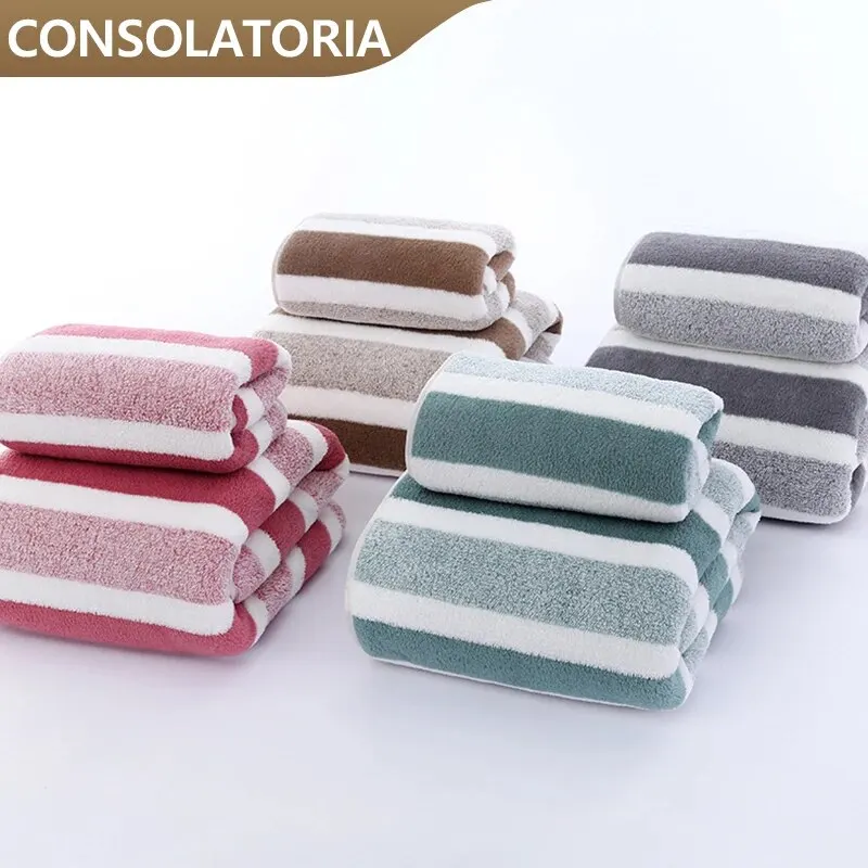 Set di asciugamani con motivo a righe Asciugamano morbido Asciugamano da bagno Asciugamani assorbenti ad asciugatura rapida per il bagno