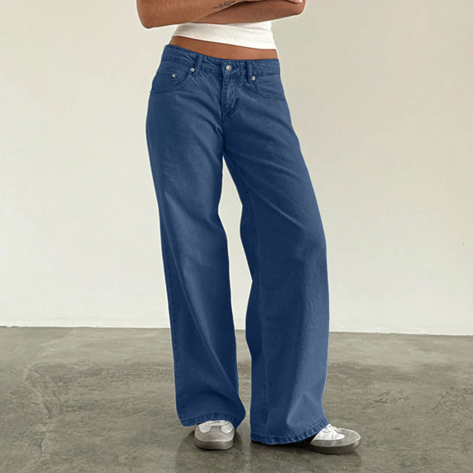 

Джинсы с прямыми штанинами, женские модные уличные свободные потертые джинсовые широкие брюки с карманами на пуговицах, джинсовые брюки с высокой талией, повседневные 2025