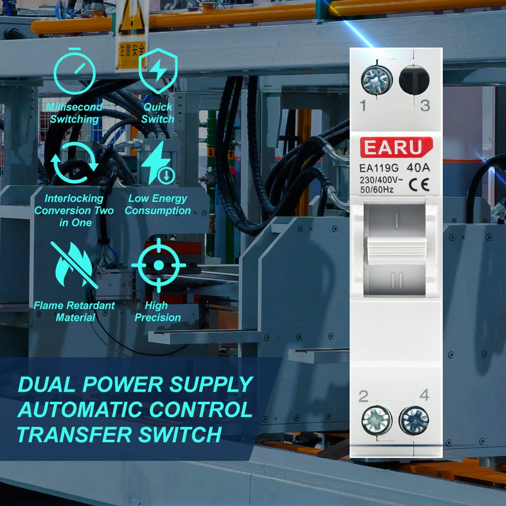 قاطع دائرة تشابك يدوي لنقل الطاقة المفردة ، مفتاح خصم Din للسكك الحديدية ، 1P ، 40A ، 63A ، MTS #3