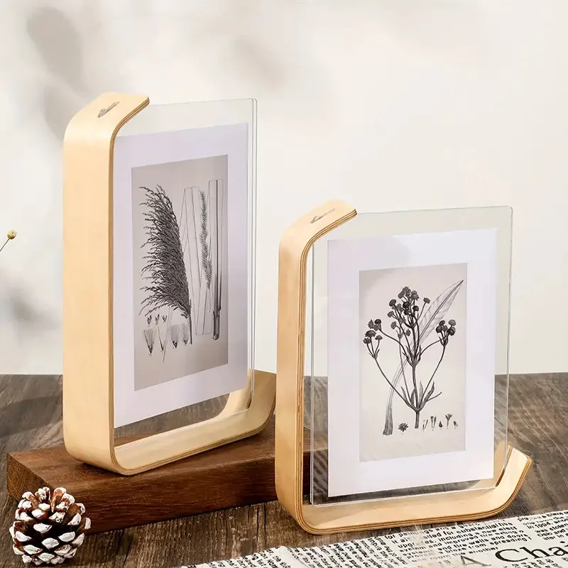 DIY Acrylic Wooden Photo Frame Herbarium Display Picture Frame With Glass Sided Frame For Tabletop Display Wedding Photo Decor