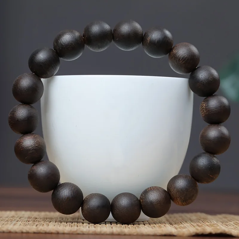 

Natural Vietnam Nha Trang Submerged Type White Qi Nan Agilawood Bracelet Buddha Beads Men and Women Amusement Article Bracelet