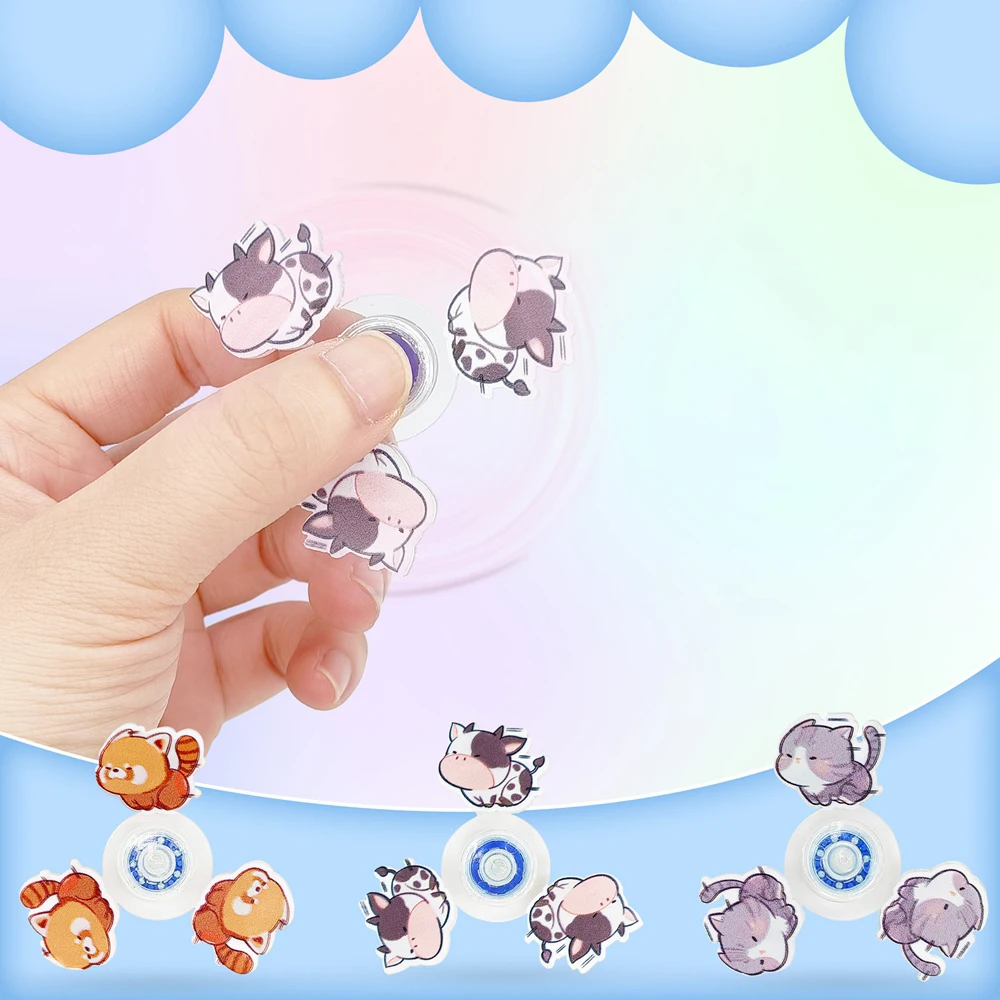 6 pièces créativité coloré Animal Lion vache Mini Fidget doigt Spinners bout des doigts en vrac aléatoire soulagement du Stress jouets sensoriels