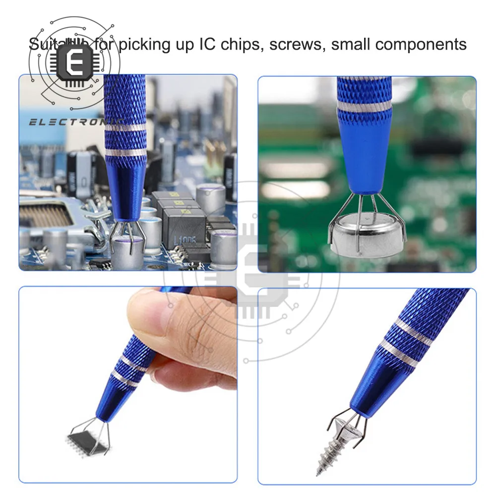 IC Chip Extractor Electronic Component Parts Screw Picker Tweezers Pick Up Tool Metal Grabber Hand Tools