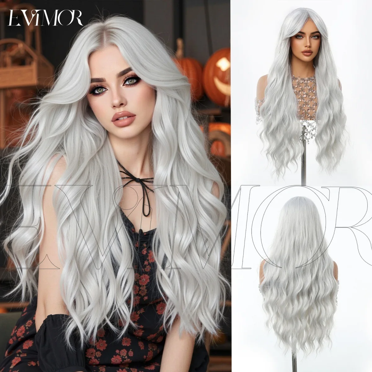 

1 женский модный парик из термостойкого синтетического волокна, с естественным объемным стилем.