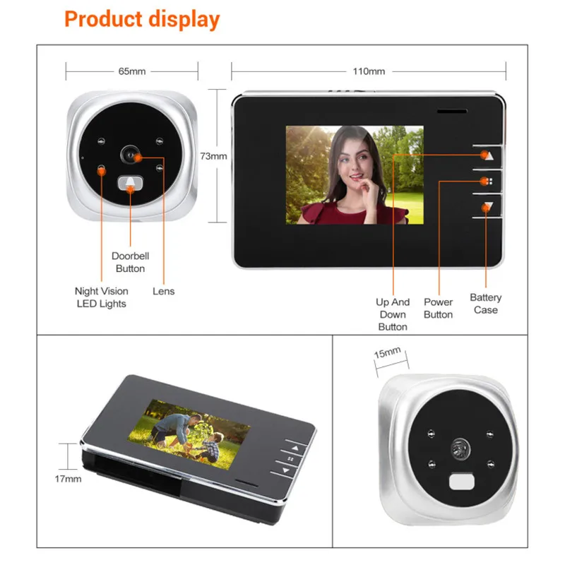 2.8 Inch Video Peephole Doorbell Camera Video-eye Auto Record Electronic Ring Night View LCD Digital Viewer Entry Home Security