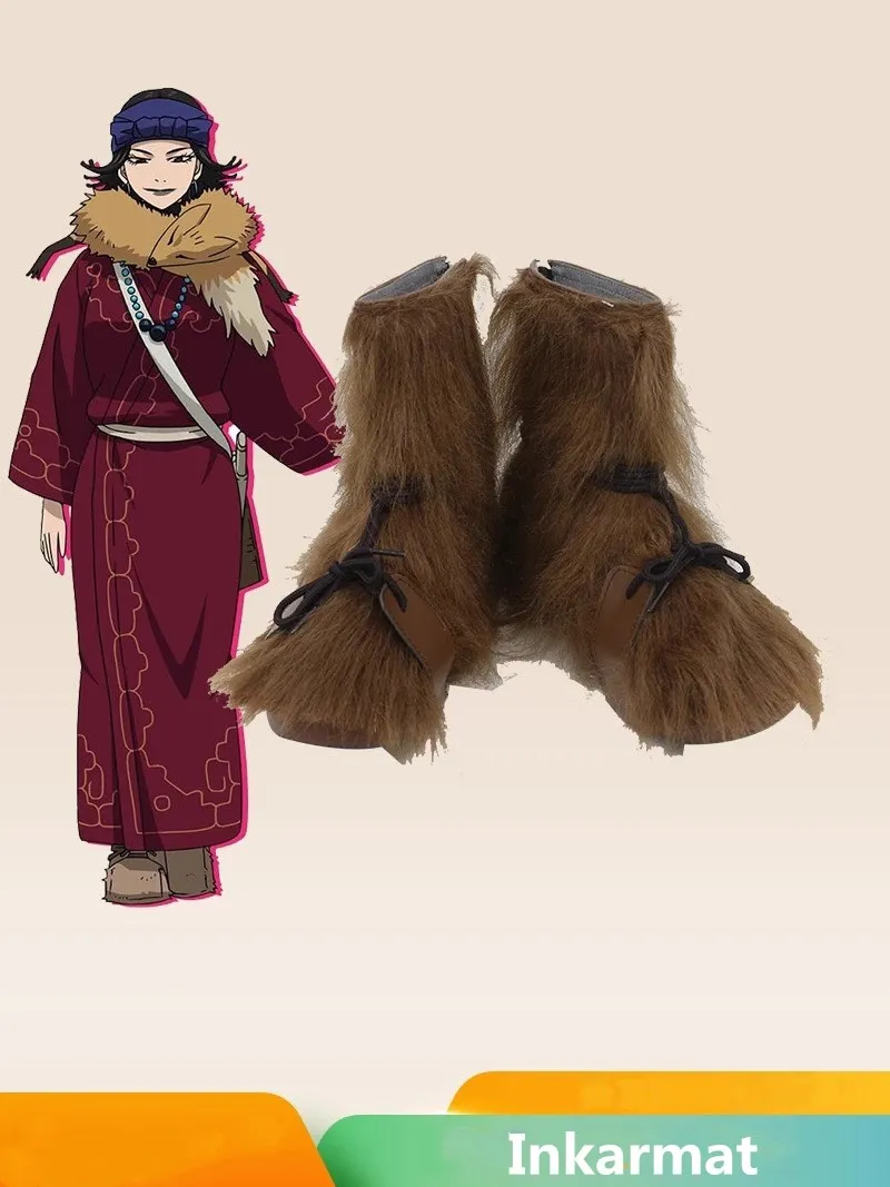 

Golden Kamuy Inkarmat Cosplay Costume Shoes Brown Handmade Boots