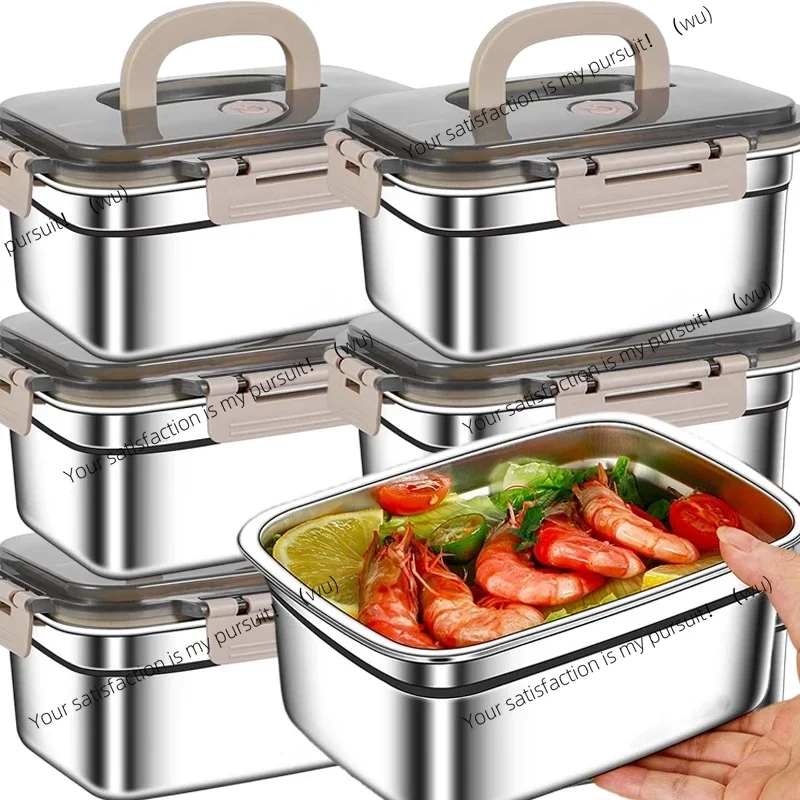 Stainless steel lunch box Refrigerator sealed storage Portable camping food container Leak-proof microwaveable