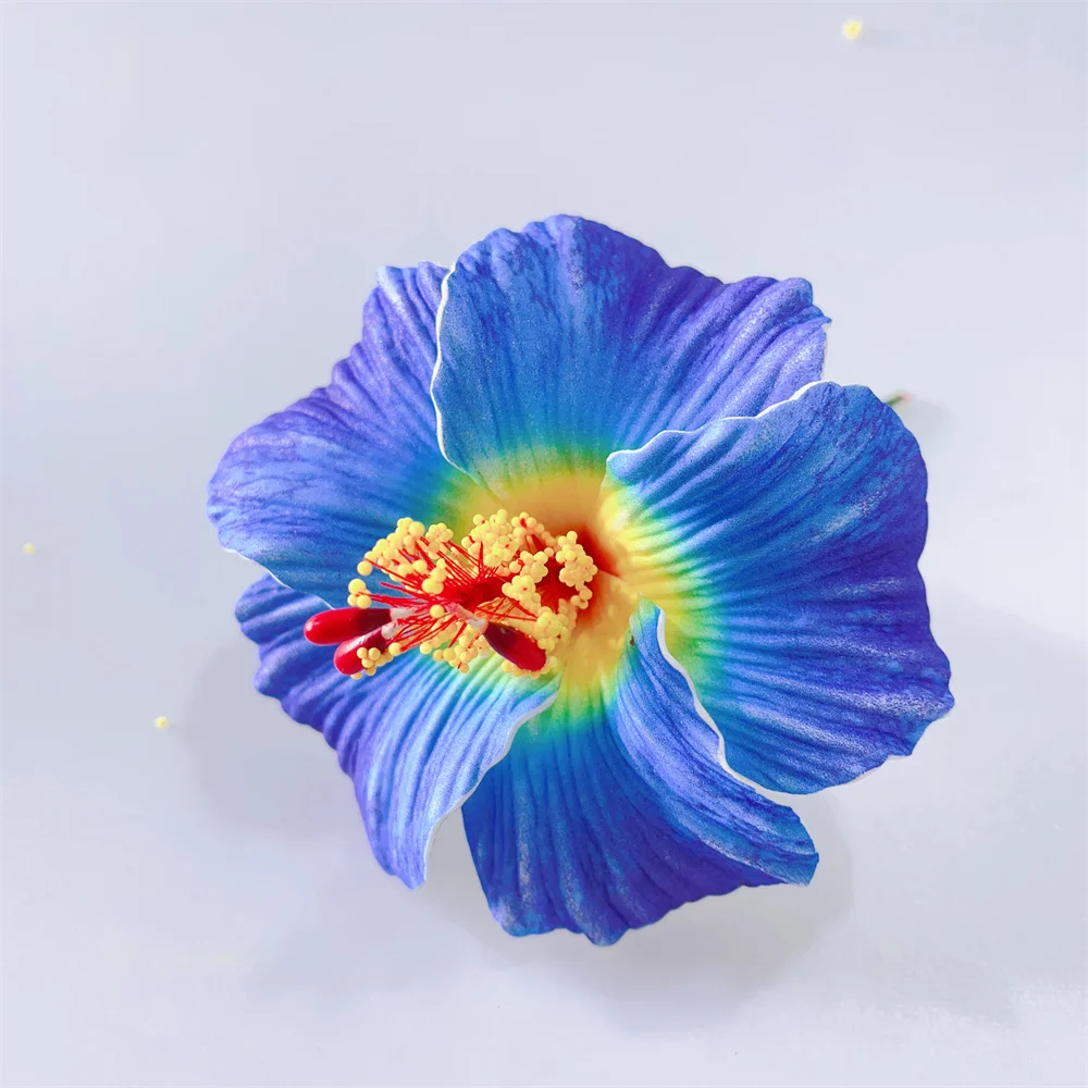 10 Pcs/set Artificial Hibiscus with Stem 11CM Hawaiian Foam Flower Headwear Luau Beach Wedding Hawaiian Party Decorations