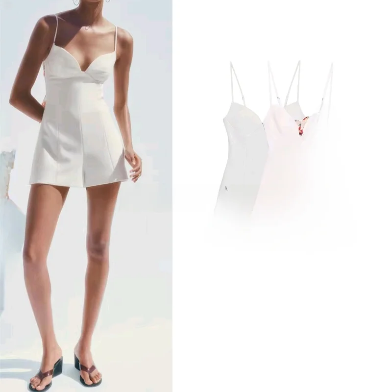 

Summer New Women's Dr Knot Heart aped Collar Stripe Print Bal ort Dr High Waist Wide Leg Pants