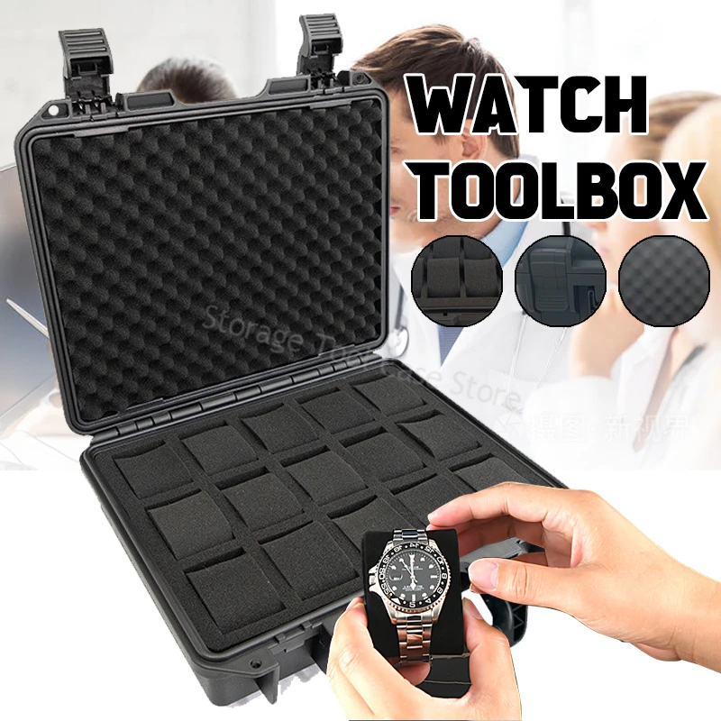 

6/10/12 Slot Plastic Watch Case Portable Waterproof Watch Box Storage Box Watch Antique Protective Safety Tool Case Suitcase