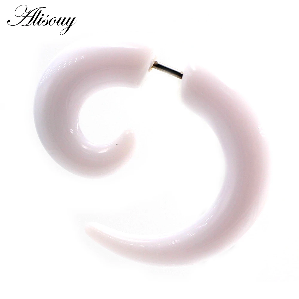 Alisouy 2PCS Black Acrylic Fake Cheater Spiral Ear Tunnel Plugs Taper Stretcher Expander Gauge Earring Piercing Body Jewelry