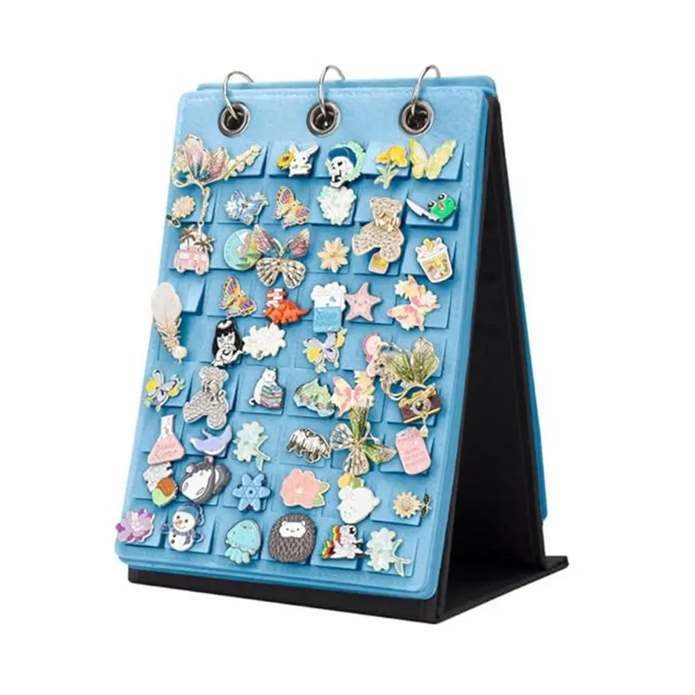 フェルト製ピンディスプレイスタンド、大容量フリップトップバッジディスプレイケース、オーナメント5ページ、シューチャームホルダー、ジュエリーオーガナイザー