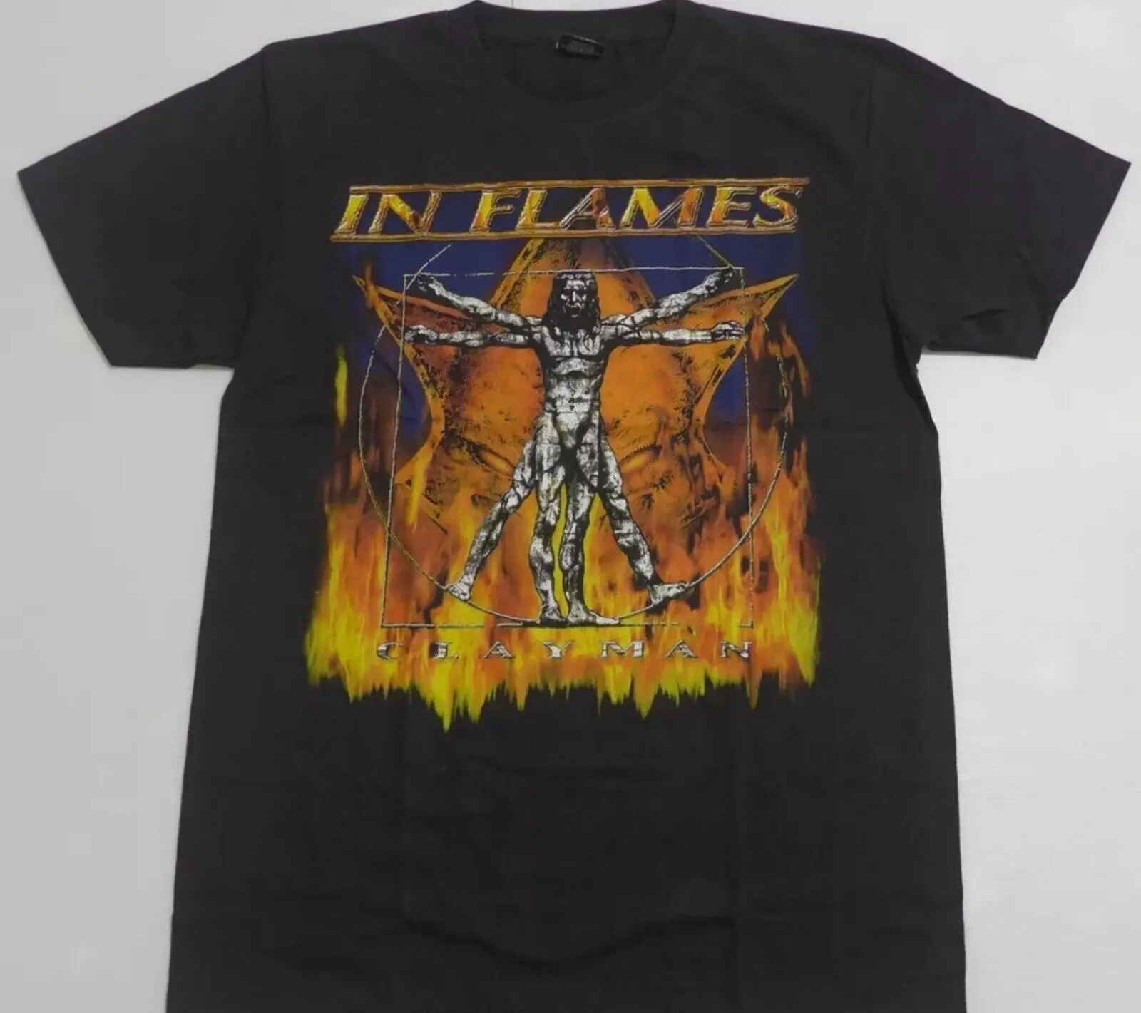 

Vintage In Flames - футболка Clayman World Band S-5XLShirt Мужская футболка большого размера Мужская футболка с принтом Мужская одежда Бренды