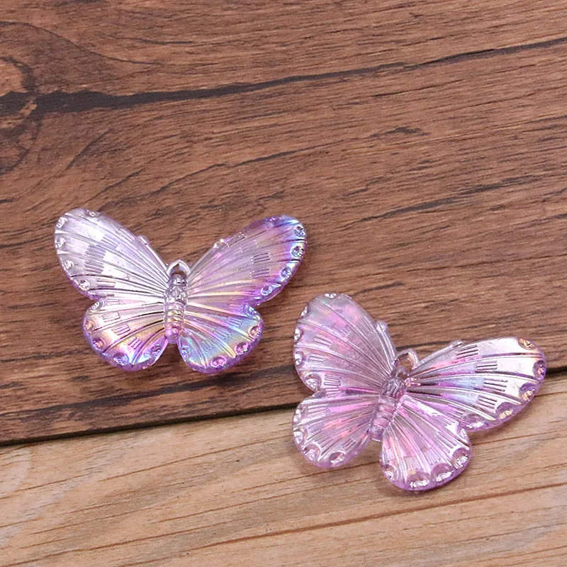 10pcs 8 Color 30*40MM Fashion Resin Gradient Butterfly Pendant Animal Charms For Woman Girls Cartoon Jewelry DIY Earrings