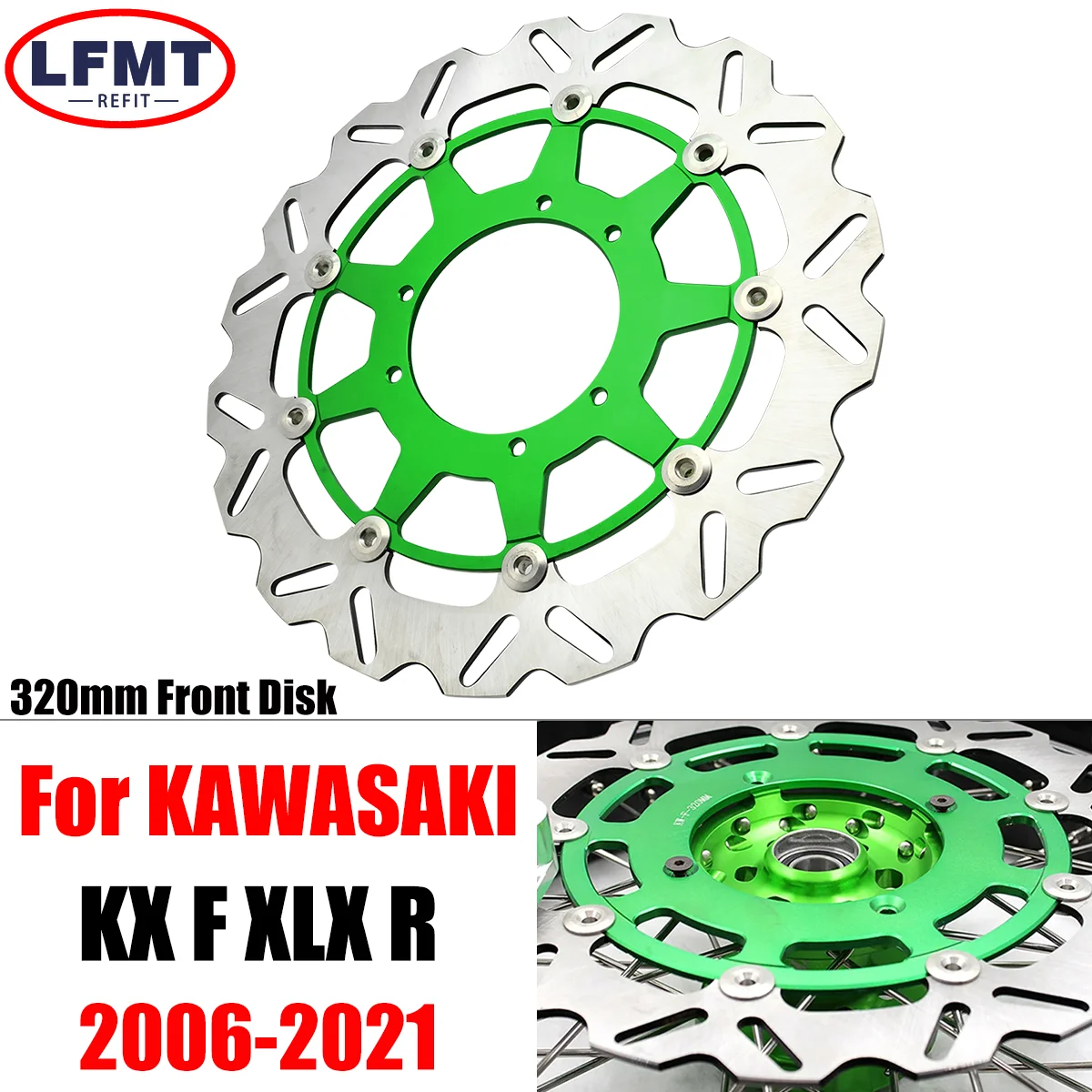 

320mm Front Floating Brake Disc Rotor part For Kawasaki KX250 KX250F KX450F KLX450R KX KLX KX125 2006 2007 2008-2021 Motorcycle