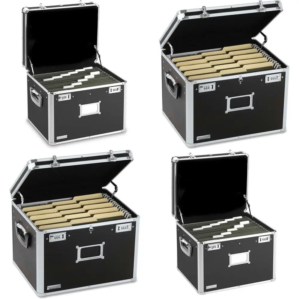 

17.5 x 14 x 12.5 Legal/Letter Storage Box with Dual-Combination Lock for Secure Document Filing and Organization, Black