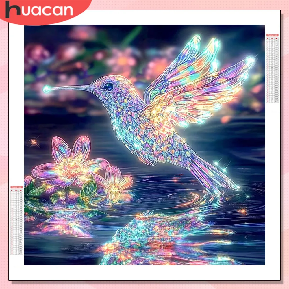 HUACAN Diamant-Malerei-Sets: Vögel, Tiere, Lotusblumen – Vollflächige quadratische und runde Diamant-Mosaik-Sets für Heimkunst und Basteln