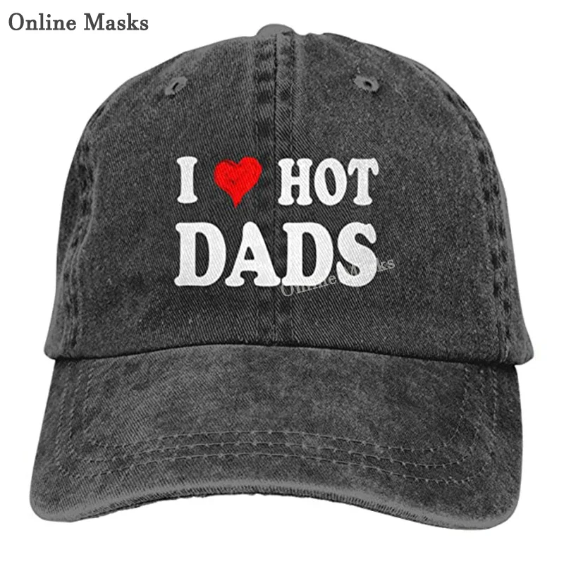 I Love Hot Dads I Heart Hot Dads Love Hot Dads Hat Baseball Cap Adjustable Washable Cowboy Hat DeniinCap for Man Woman