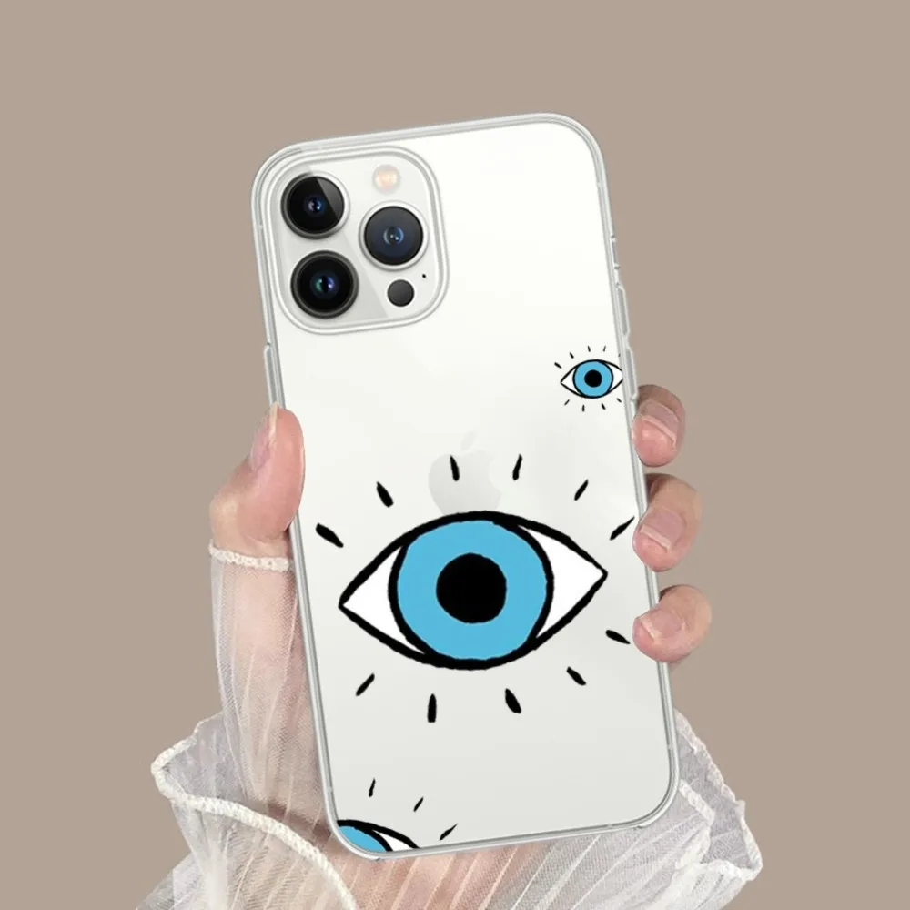 Lucky Eye Blue E-Evil Eye Print Phone Case For iPhone15 14 12 13 11 Pro Max XR X XS MAX 15 14 13 Pro 15 plus