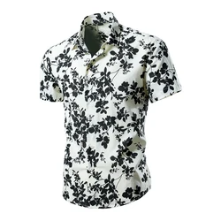 High quality 100% cotton Hawaiian Shirt Beach Sun Casual Slim Fashion men's Shirt Shirt Fashion short sleeve shirt