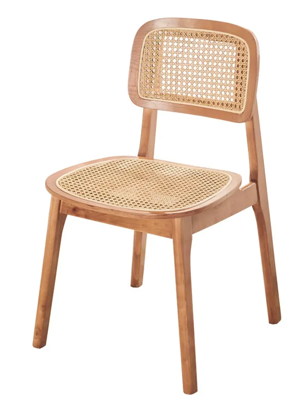 For Rattan chair household simple medieval rattan chair small apartment solid wood dining chair