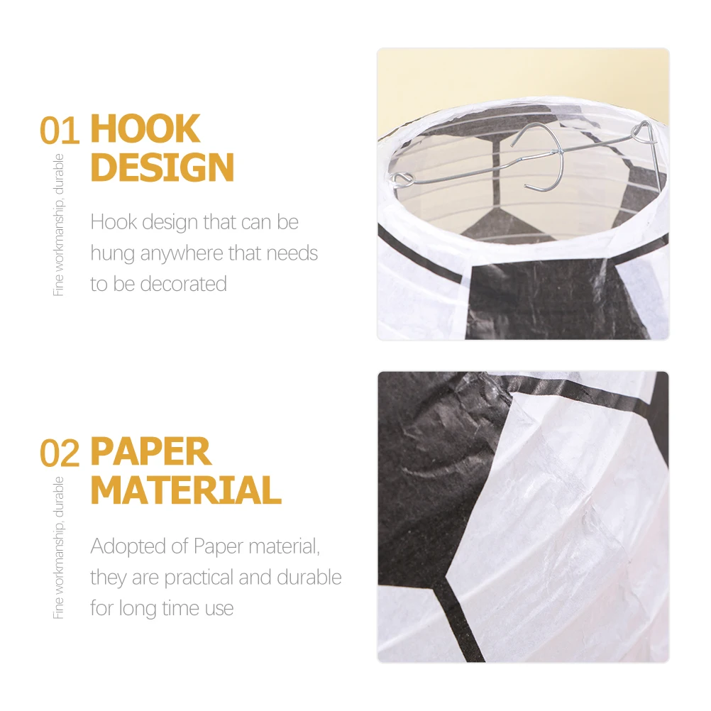 

3pcs Football Sports-Themed Lanterns Soccer Decor Paper Lantern Hanging Lampshades Sports Party Theme Accessories