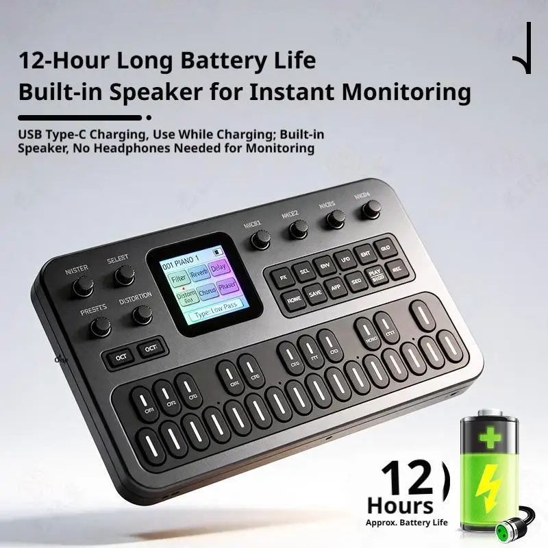 FM1 Effect 6-Operator Speaker FM Synthesizer,Mini Portable 27 Key FM1 Bluetooth Synthesizer,32-Algorithm 128 Preset Built-In