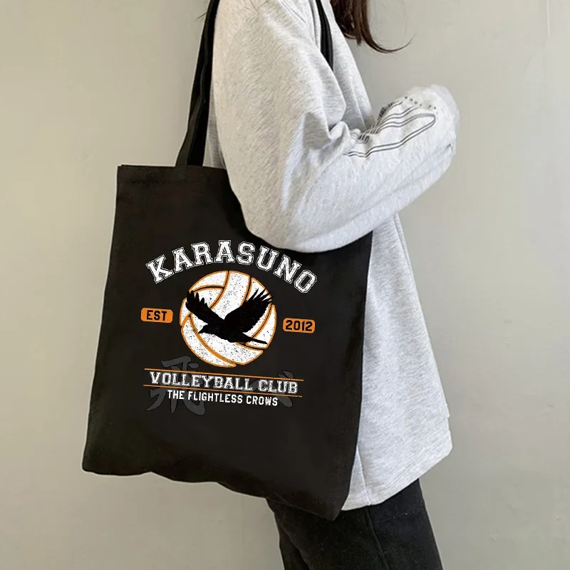 Fashion Anime Haikyuu Shopping Bag Eco Manga Tote Harajuku Shopper Bag Women Canvas Shoulder Bag Large-capacity Large-capacity