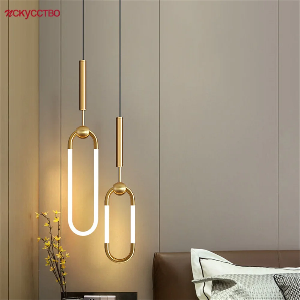 

Nordic Danish Design Glowing Oval Ring Led Chandeliers For Dining Table Kitchen Coffee Store Loft Decor Gold Lighting Fixtures