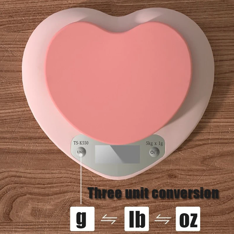 Electronic Kitchen Scale 5kg weight grams Digital balance precision Accurate Pink Heart-shaped LCD Food Portable Digital Scale