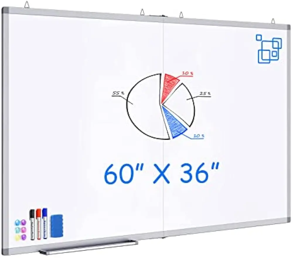 

Large Magnetic Whiteboard 60x36 Inches Foldable with Marker Tray for Wall-Mounted Office Home Classroom