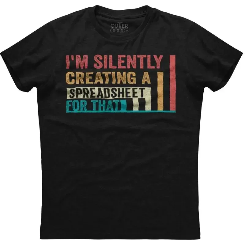 Retro Spreadsheet Actuary Statistician Mens  Cotton Black T shirt