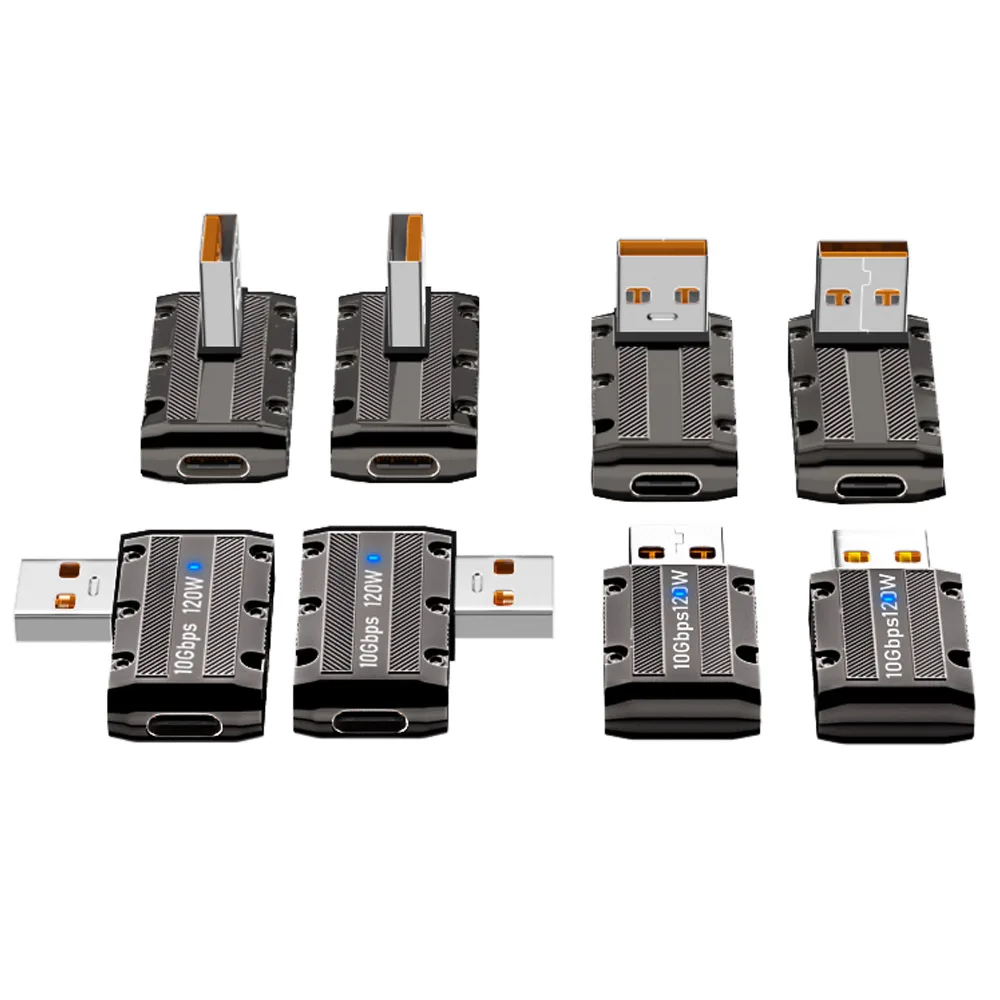 

USB3.1 Gen2 SuperSpeed USB 10Gbps USB-A Male to Type-C Female Converter Data Sync and 120W QC PD Charger Adapter Connector