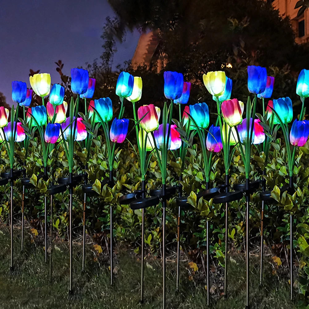 LED Solar Simulation Flower Light Waterproof Garden Landscape Flower Lamp Outdoor Lawn Lamp Home Decorative Patio Yard Light