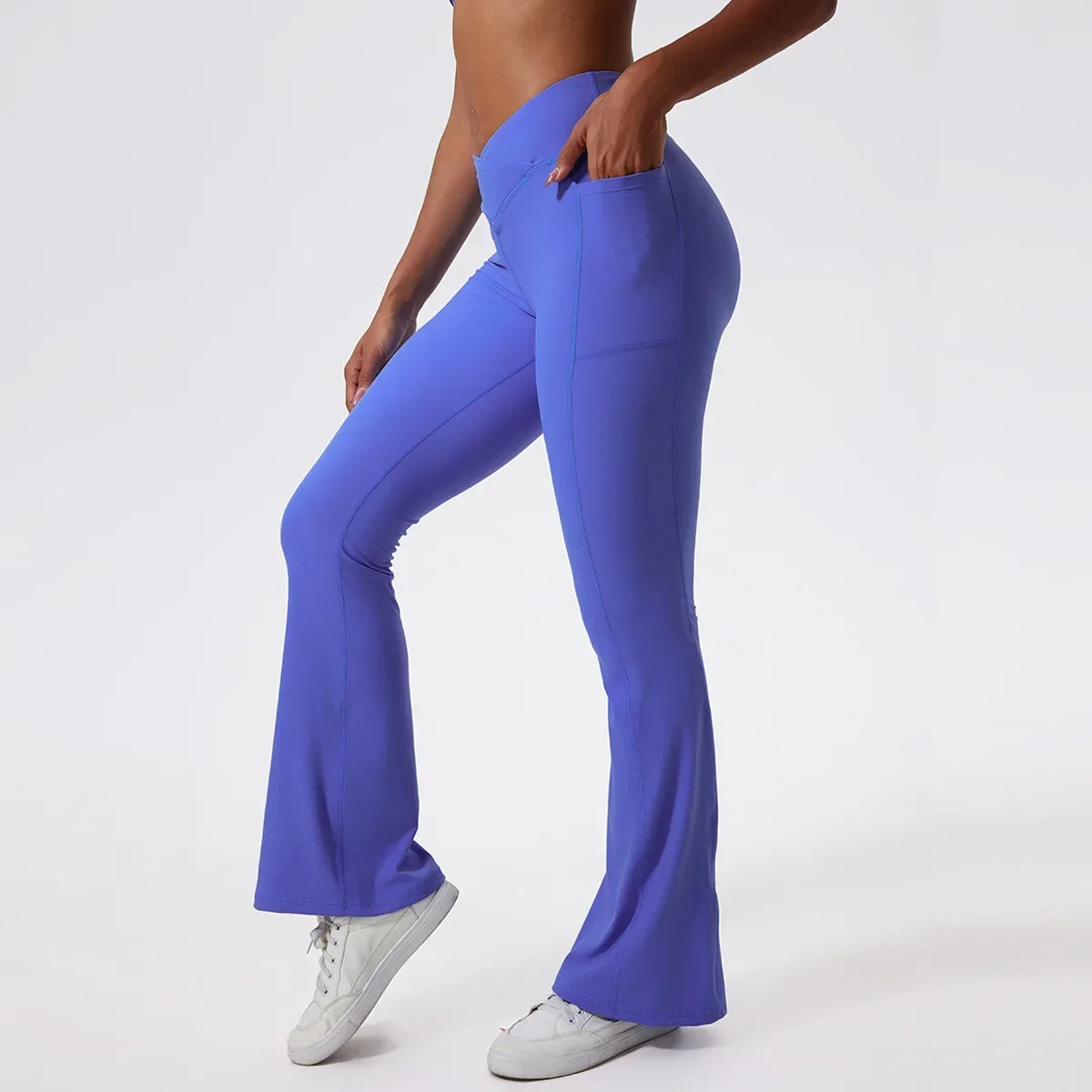 Zen Rhyme-Pantalones deportivos transpirables para mujer, pantalones de pierna ancha, cinturón cruzado, ajustado, alto, estiramiento de cadera, Fitness