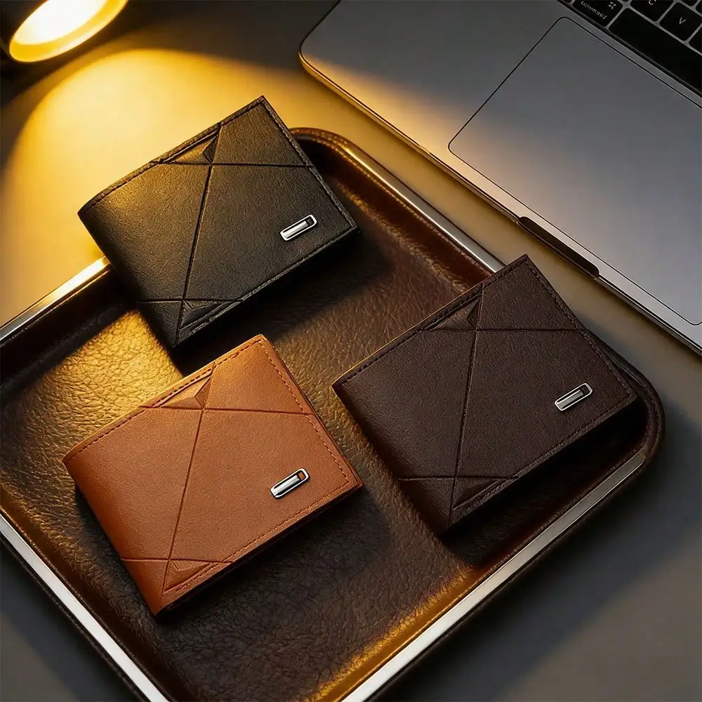 Men's PU Leather Wallet, Foldable Coin Wallet, Fashionable Simple Wallet, Men's Compact Casual Card Bag Gifts For Men