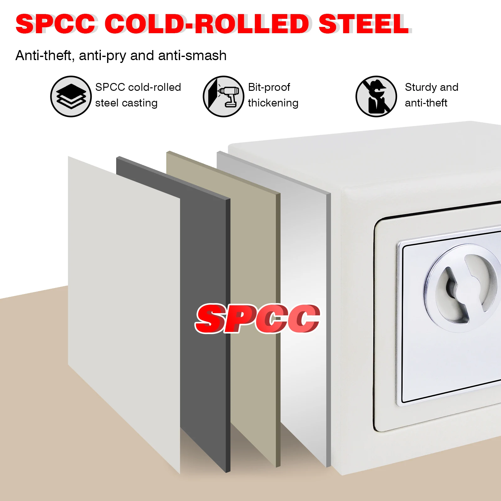 Digital Steel Electronic Security Commercial Digital Safe Security Box, Wall Mounted with 2 Keys for Home Office Safe Box,4.6L