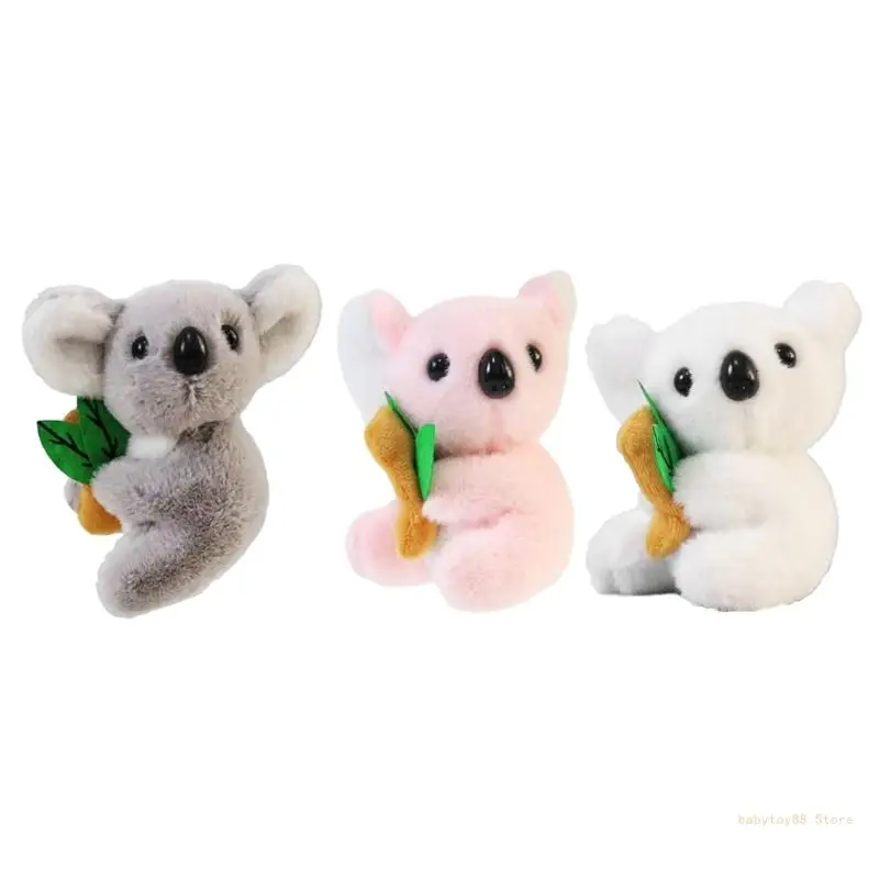 Y4UD Koala Plush Keychain Stuffed Animal Keyring Charm Handbag Pendant Soft Cartoon Animal Clips for Backpacks