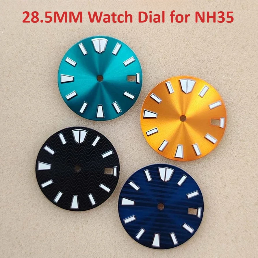 

28.5MM Watch Dial for NH35 NH36 4R36 7S26 Movement Sun Pattern Dial Green Luminous Repair Parts