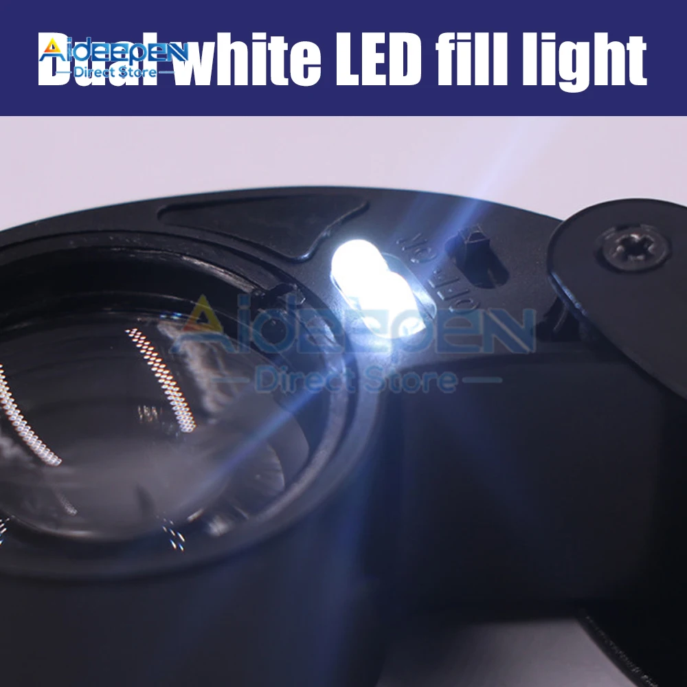 40X2 LED Biżuteria Kieszonkowe szkło powiększające Lupa Lupa Mini Diamond Lupa Szklane okulary do czytania