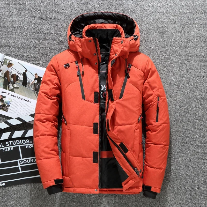 

New High Quality White Duck Thick Men's Down Jacket Snow Parkas Male Warm Hooded Windproof Winter Down Jacket Outerwear