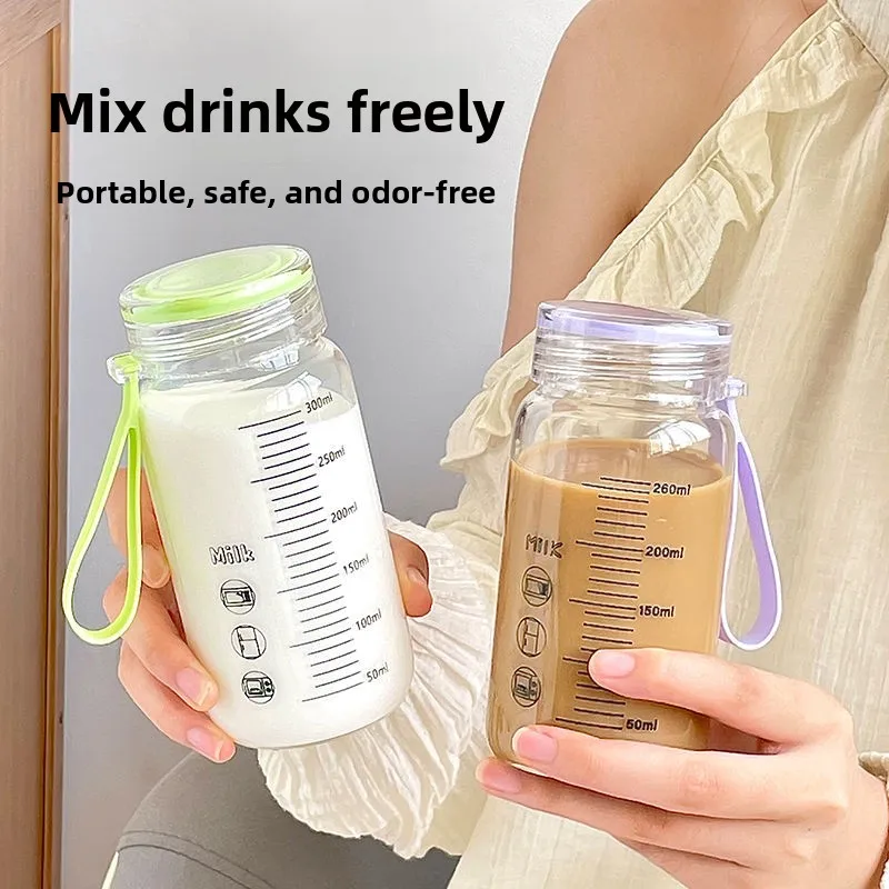

Portable High Temperature Resistant Glass Milk Cup with Lid And Sc for Students Home Use Sed Water Bottle for Soy Milk
