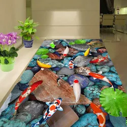 Home living room decorative floor mat pond lotus carp print carpet bedroom bedside carpet bathroom non-slip floor mat